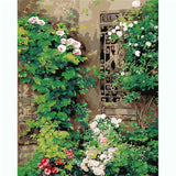 Painting by numbers climbing plant pink red