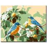 Painting by numbers birds on flower vine
