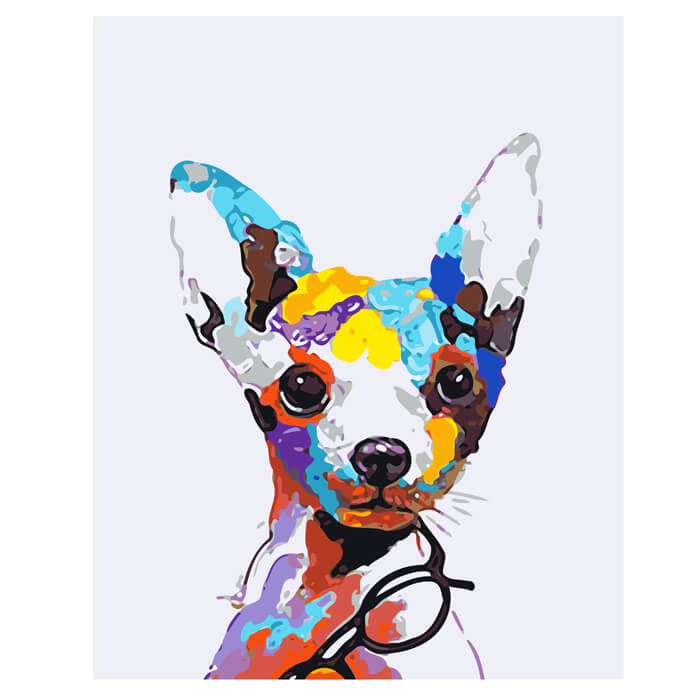 Painting by numbers Chihuahua abstract