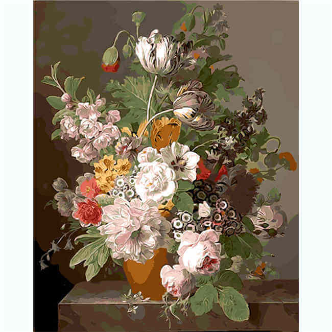 Painting by numbers bouquet of flowers