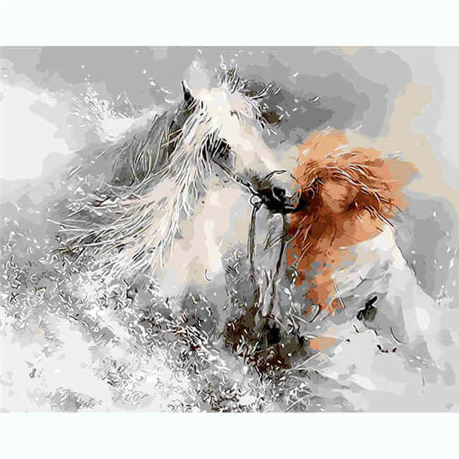Painting by numbers horse in waves
