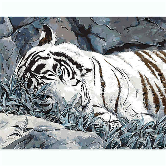 Paint by Numbers Animals Snow Tigers