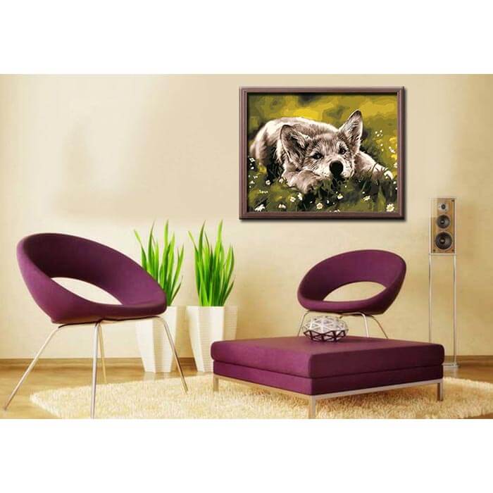 Painting by numbers dog look