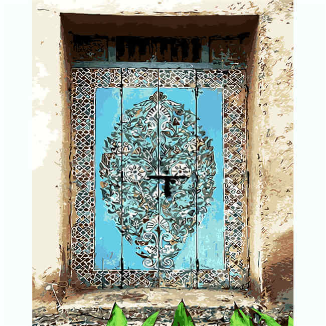 Paint by numbers wooden door