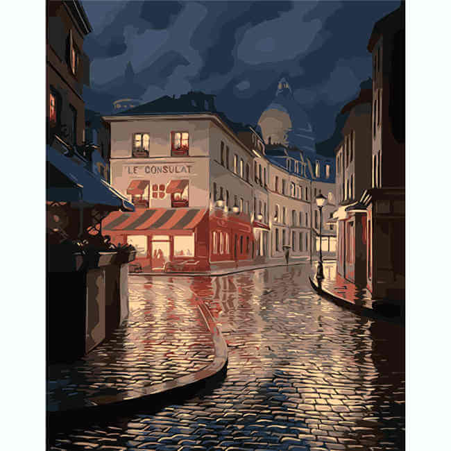 Painting by Numbers Pictures Cobblestones in The Rain