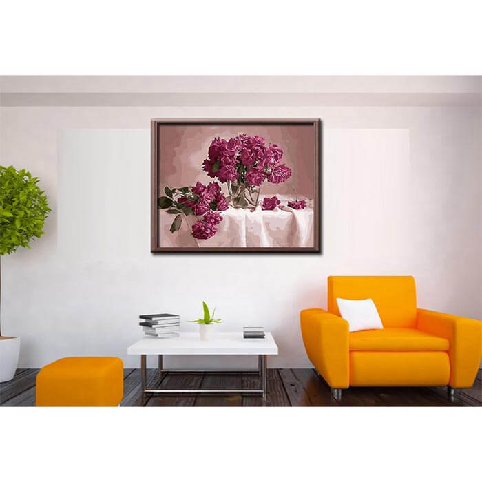 Painting by numbers bouquet of roses pink
