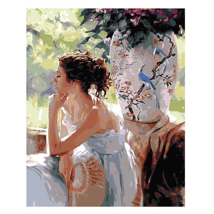 Painting by Numbers Woman in Thought