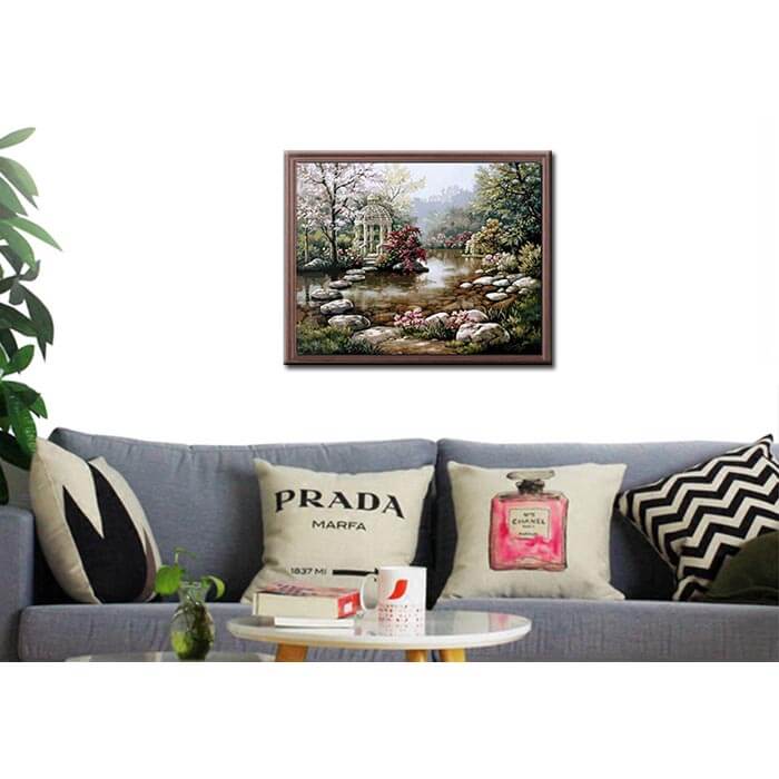 Paint by numbers pavilion by the pond