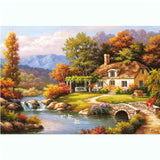 Painting by numbers house by the stream