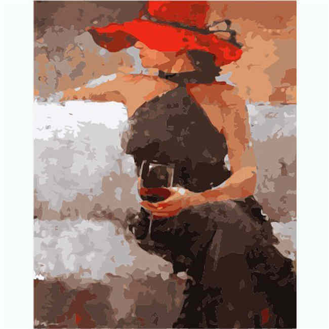 Painting by Numbers Woman with Red Wine Glass
