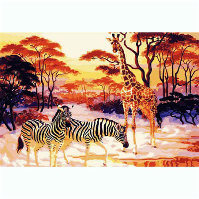 Painting by Numbers Africa Zebras and Giraffe