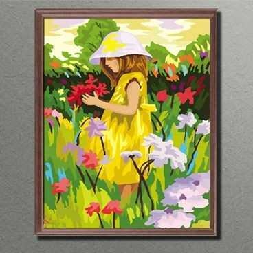 Painting by Numbers People Girls on Flower Meadow