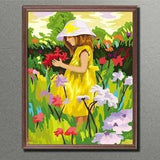 Painting by Numbers People Girls on Flower Meadow