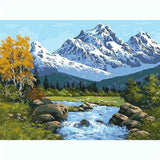 Painting by Numbers Landscape Mountain Stream in Front of Mountains