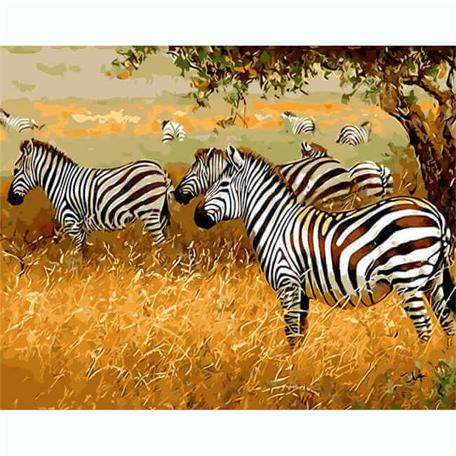 Painting by Numbers Animals Zebra Herd