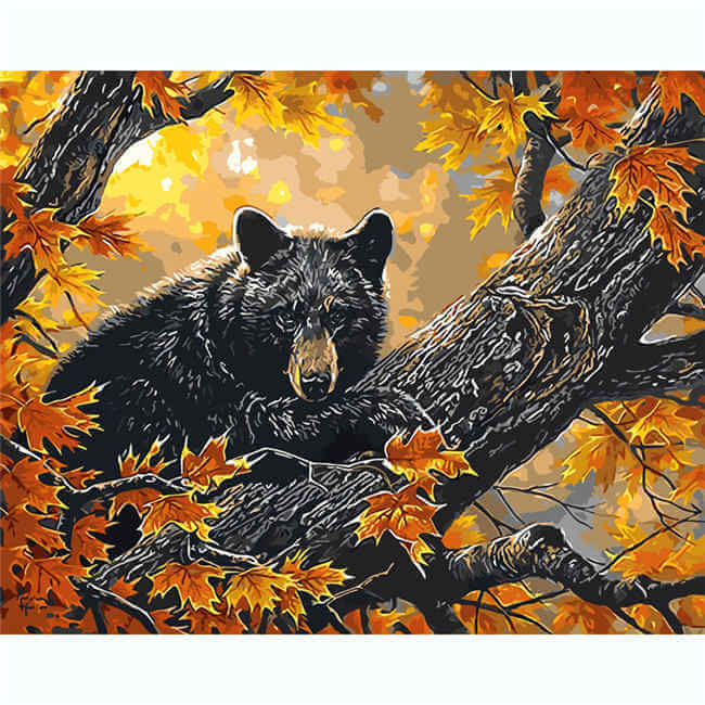 Painting by Numbers Brown Animals in The Autumn forest