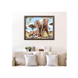 Painting by Numbers Animals Elephant and Giraffe in Love