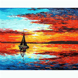 Painting by Numbers Pictures Sailboat in The Sunset
