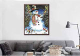 Painting by Numbers Pictures Snowman with Birds Ready-Made