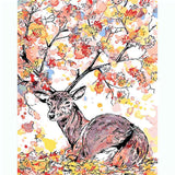 Painting by Numbers Deer in The Colorful forest of Leaves