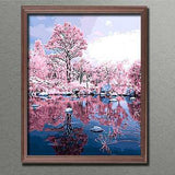 Painting by Numbers Pictures Pink Trees Reflection