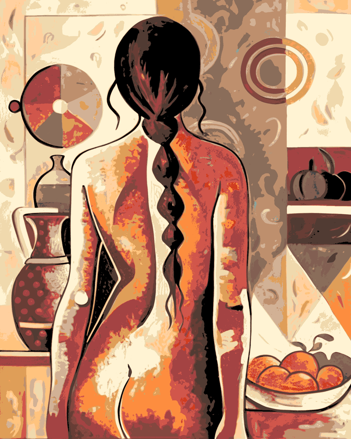 Painting by Numbers Nude Woman with Braid