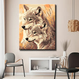 Paint by Numbers Animal Art Wolf Pair Portrait