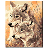 Paint by Numbers Animal Art Wolf Pair Portrait