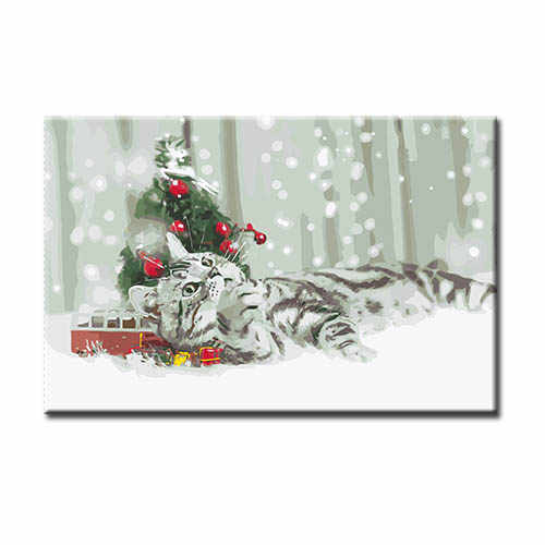 Paint by Numbers Christmas Cat