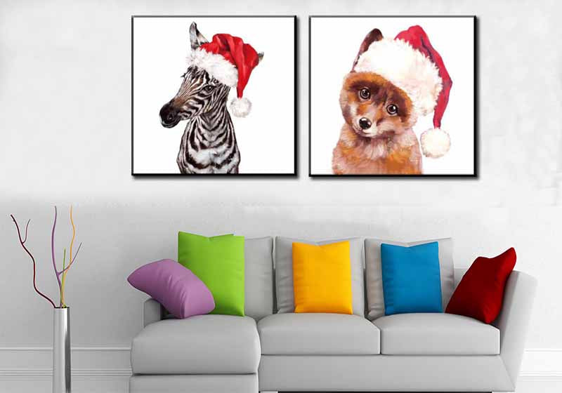 Painting by Numbers Fox with Santa Hat