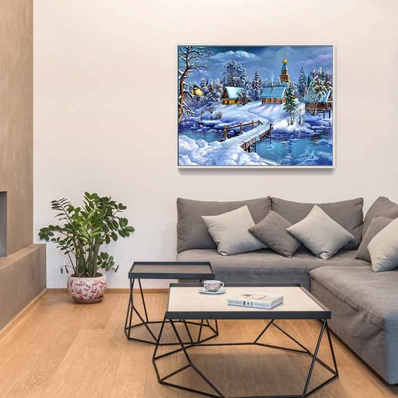 Painting by Numbers Winter Village by The River