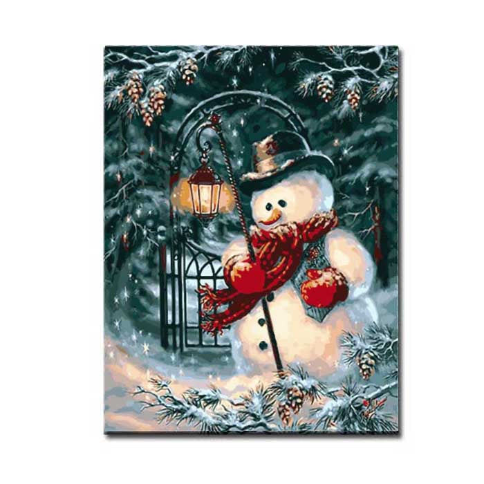Paint by Numbers Snowman with Lantern