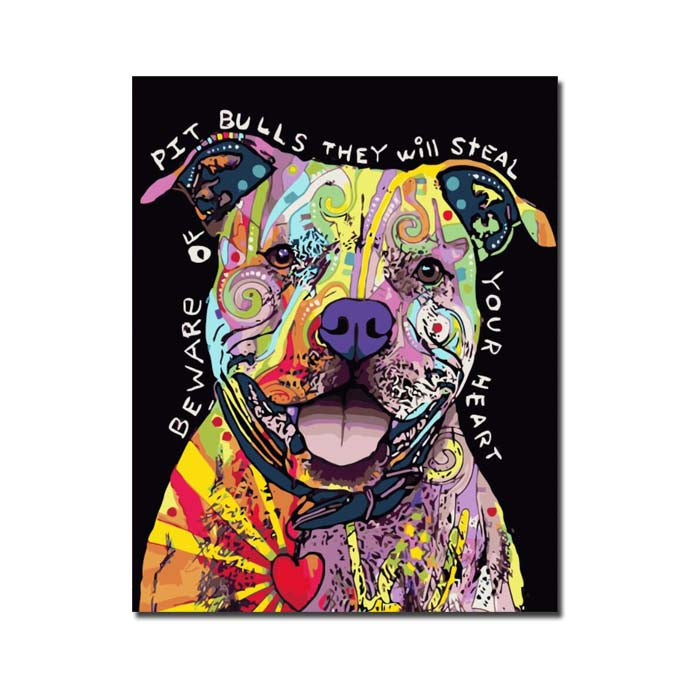 Painting by Numbers Pittbull Dog with Heart