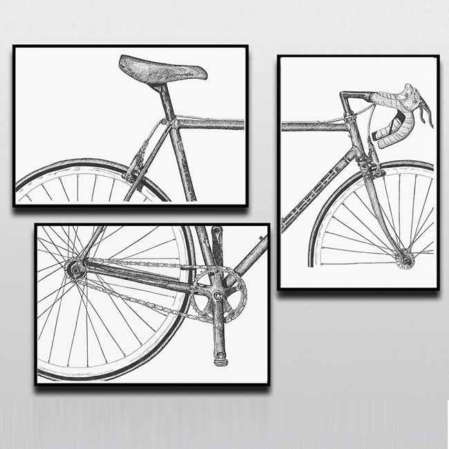 Painting by Numbers Bicycle Racing Bike Black and White Handlebars