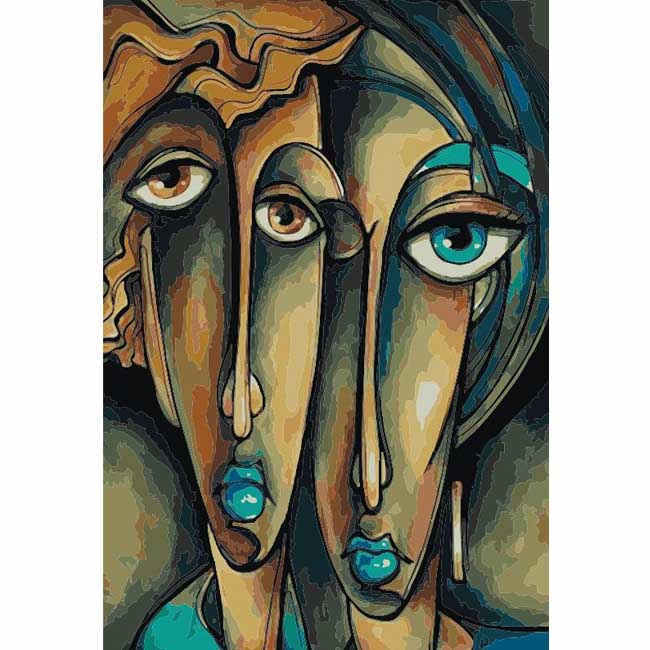 Painting by Numbers Abstract Art Faces Urban World Sisters