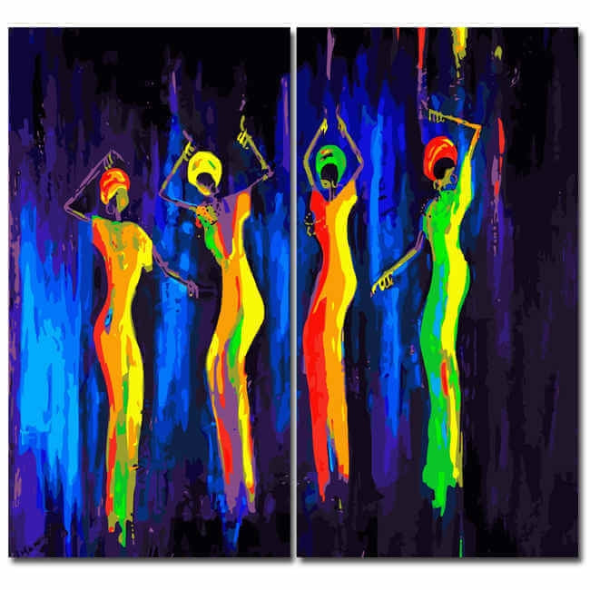 Painting by Numbers Africa Women Dance- 2-Panel (Duo)