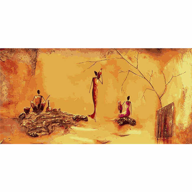 Painting by Numbers Africa Village in Steppe Everyday Life