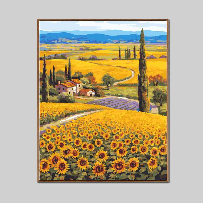 Paint-by-Numbers Sunflower Plantations