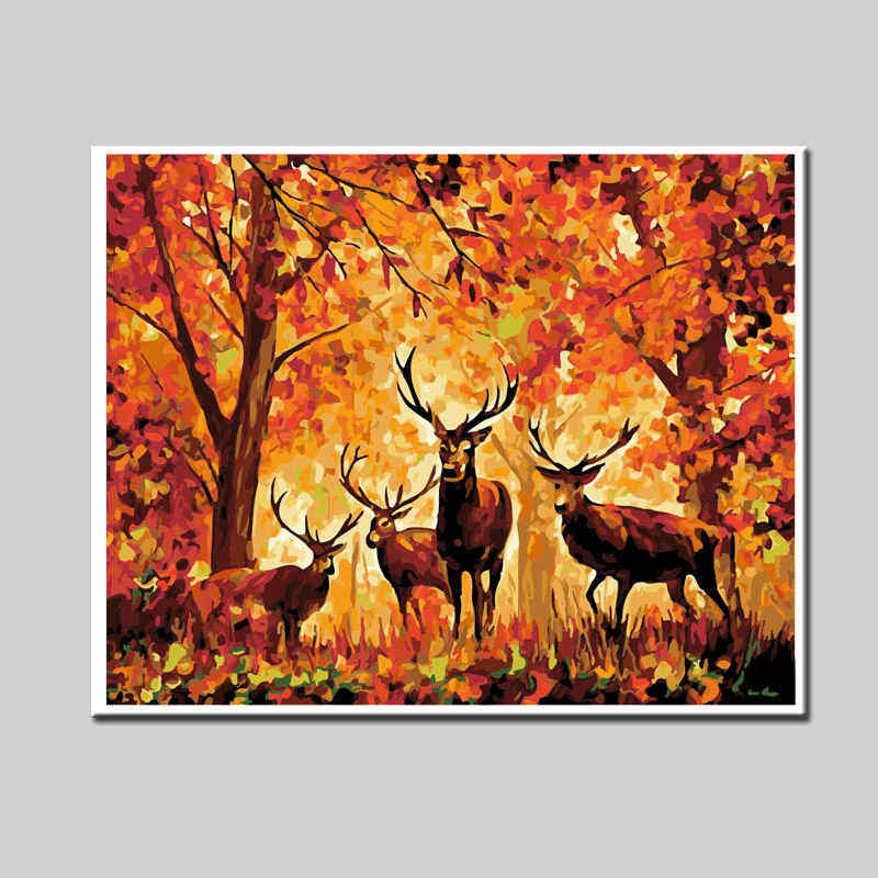 Paint-By-Numbers Deer Autumn Forest