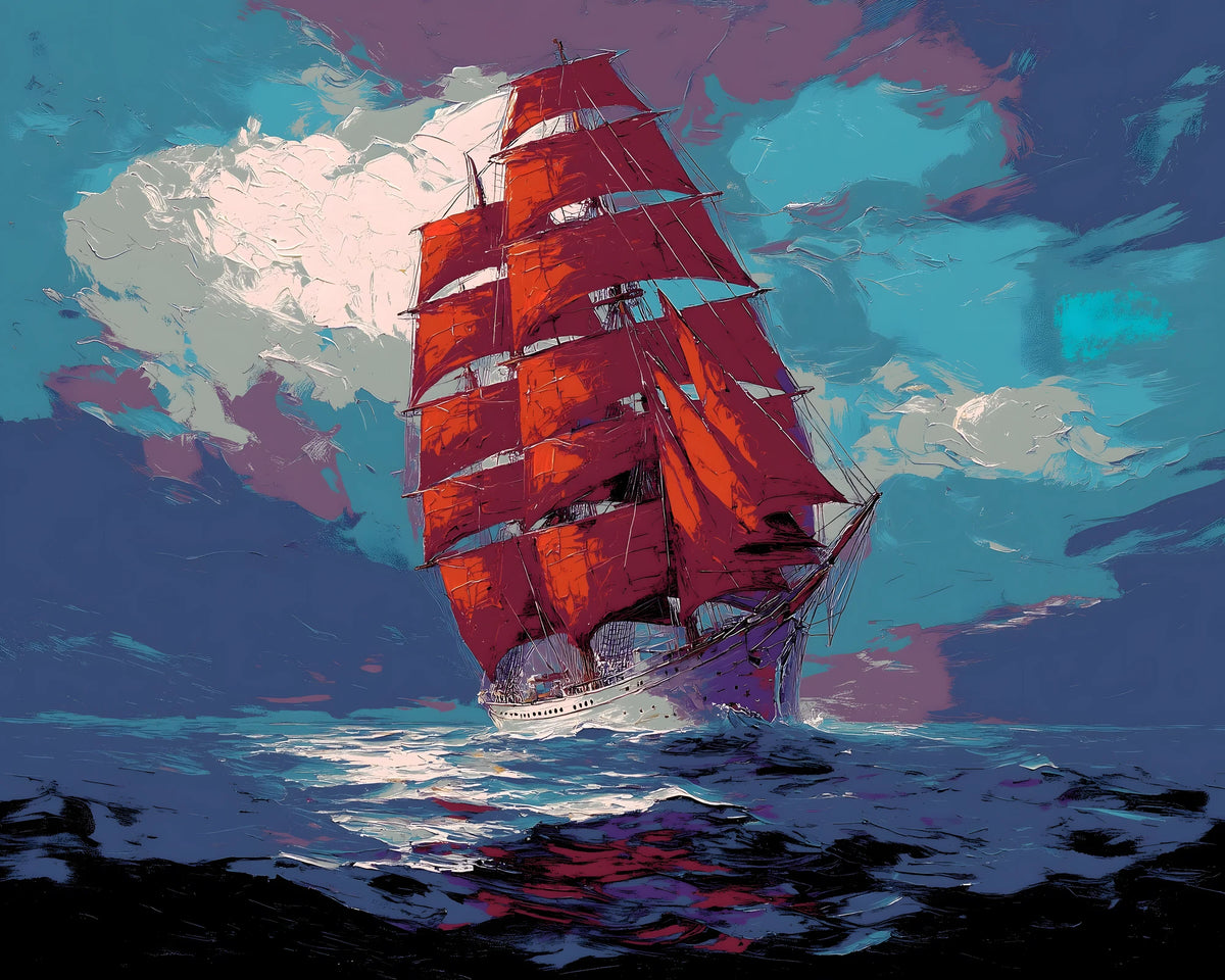 Paint-By-Numbers Ocean Sailing Ship At Sea
