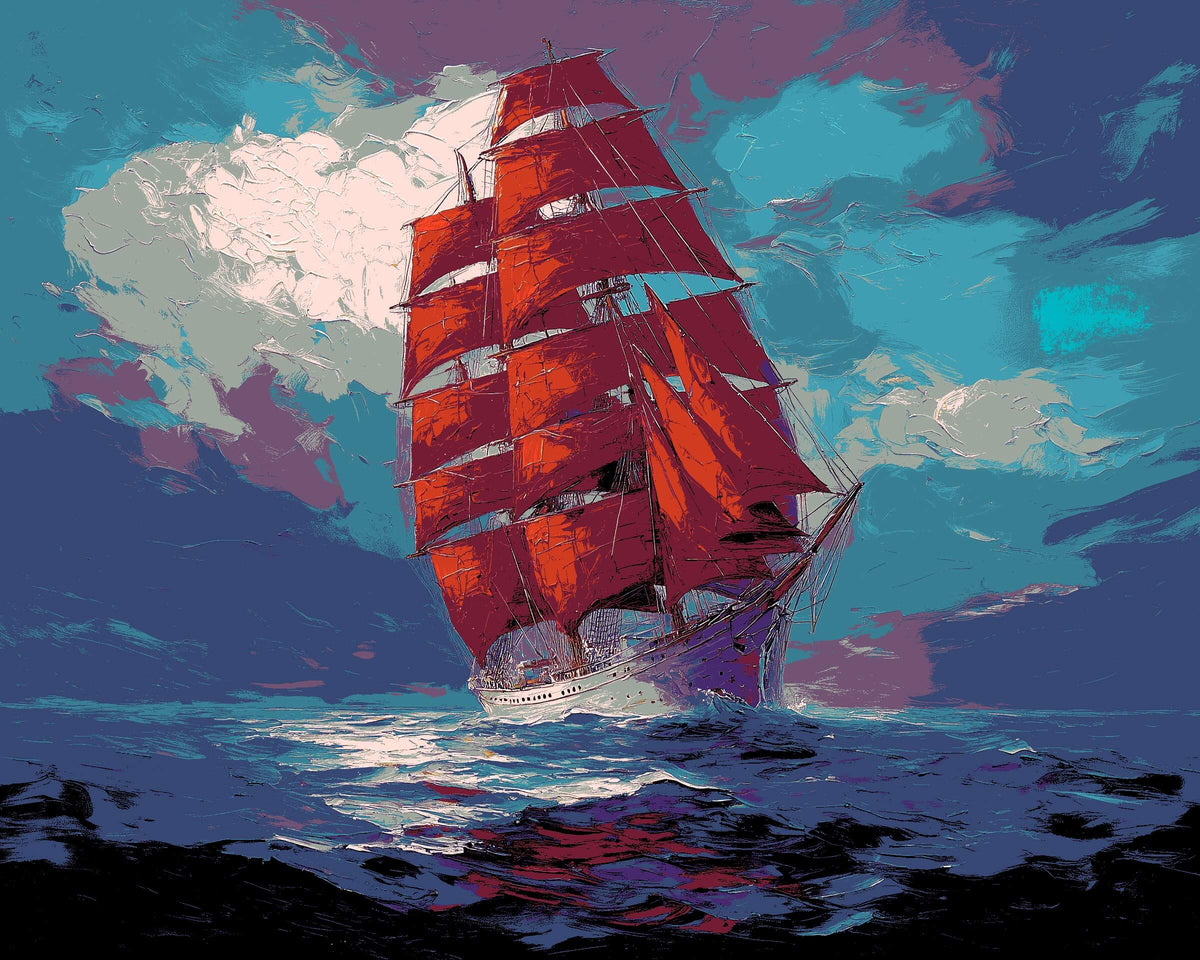 Paint-By-Numbers Ocean Sailing Ship At Sea