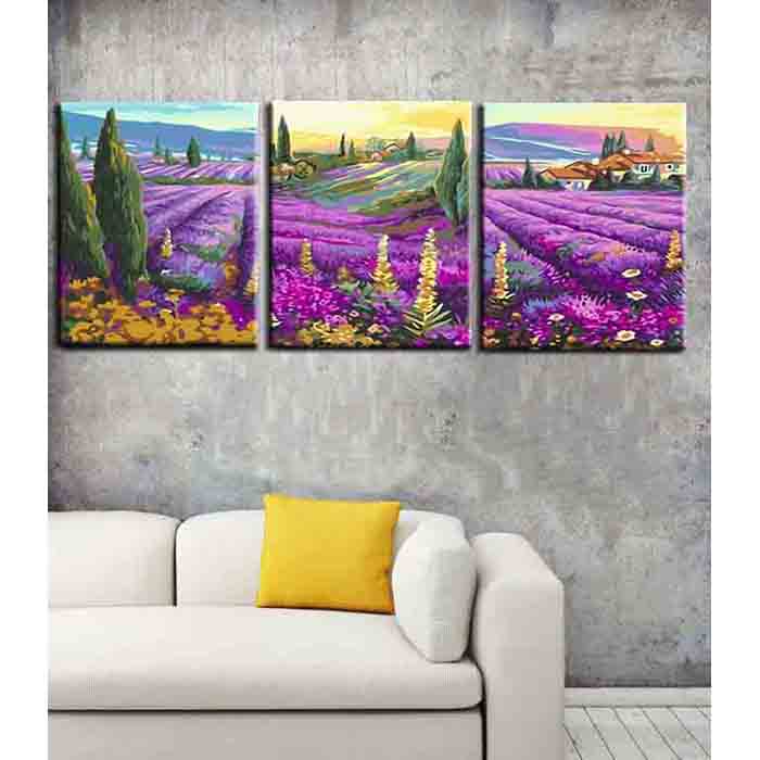 Paint by Numbers Triptych Lavender Fields