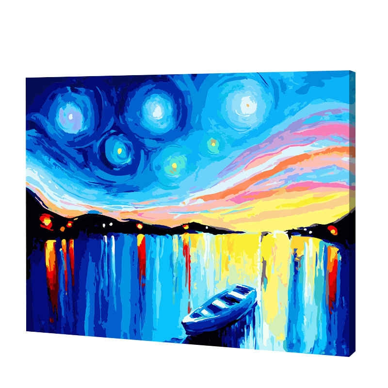Painting by Numbers Boat on The Lake Abstract