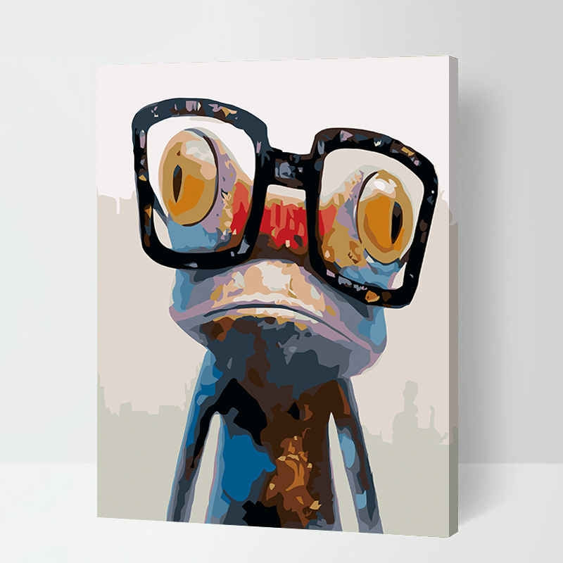 Painting by Numbers for Adults Animals Cartoon Frog with Glasses