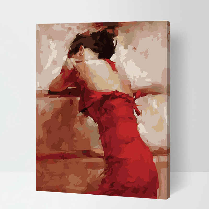 Painting by Numbers Adult Woman in Red Dress