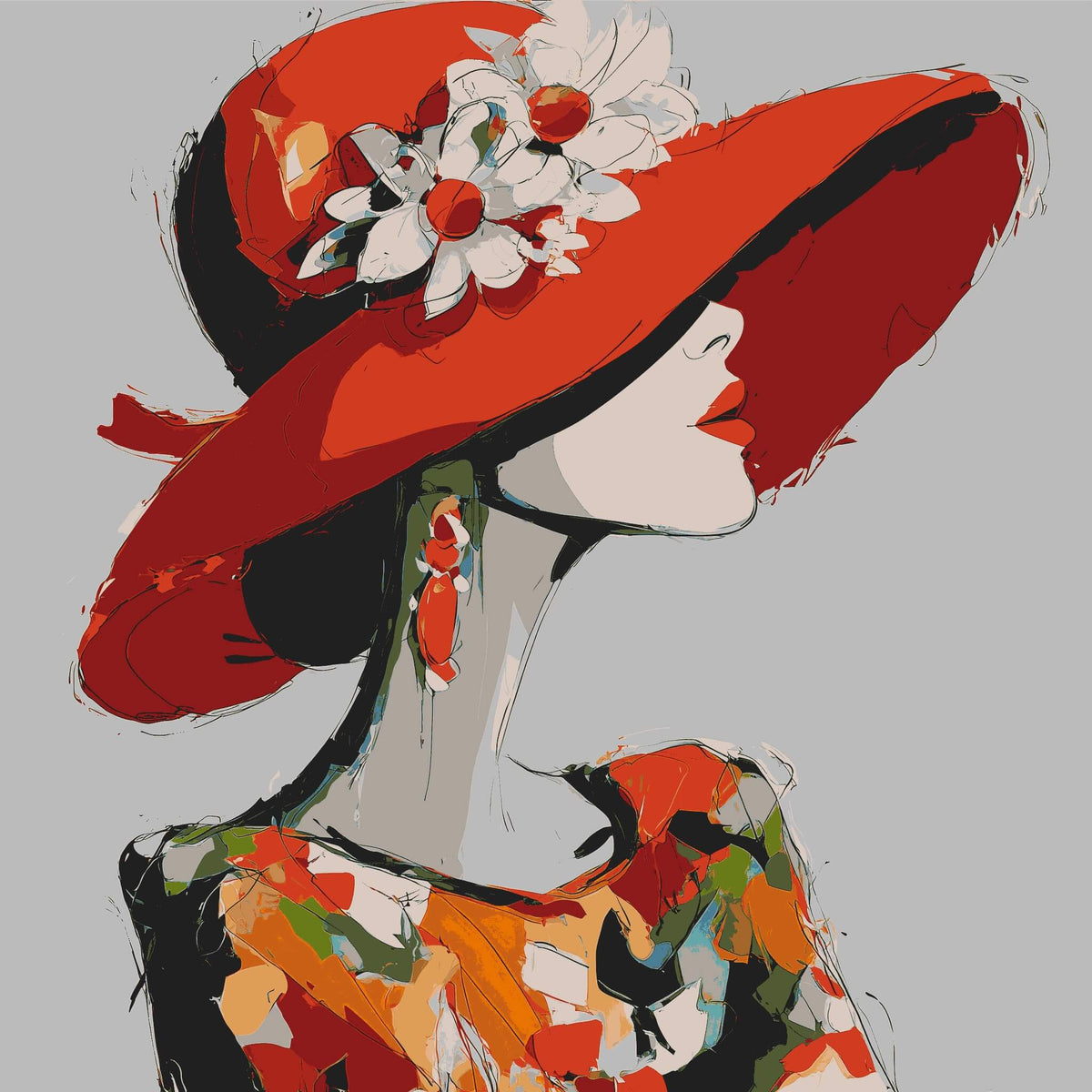 Painting by Numbers for Adults Woman in A Red Hat