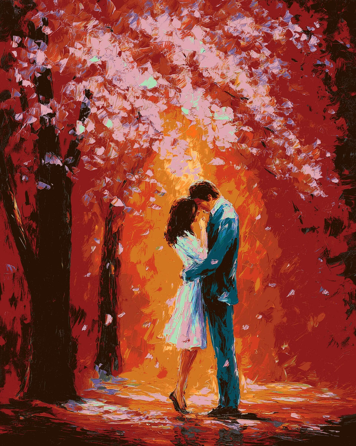 Painting by Numbers Couple in Love Under Umbrella