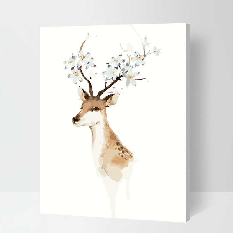 Painting by Numbers for Adults Animals Moose with Flowers