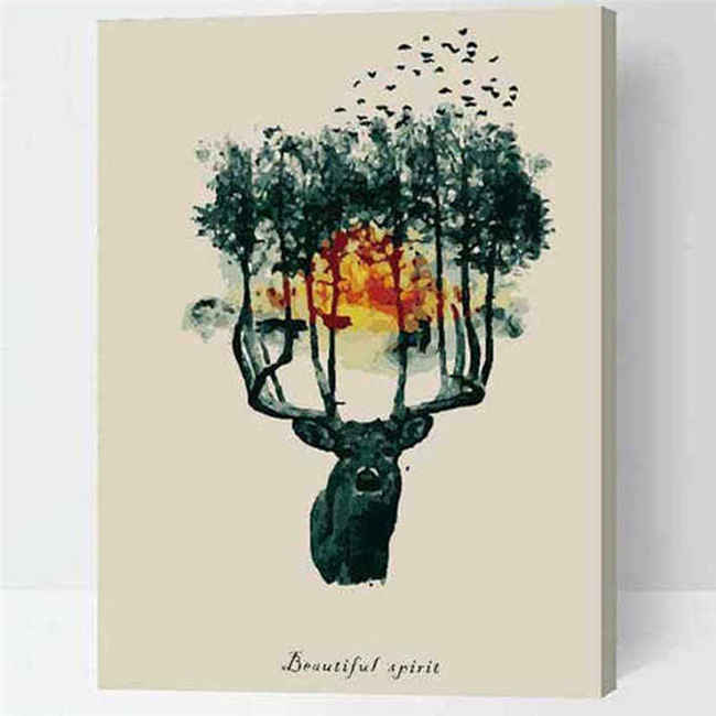 Painting by Numbers for Adults Animals Moose with Trees