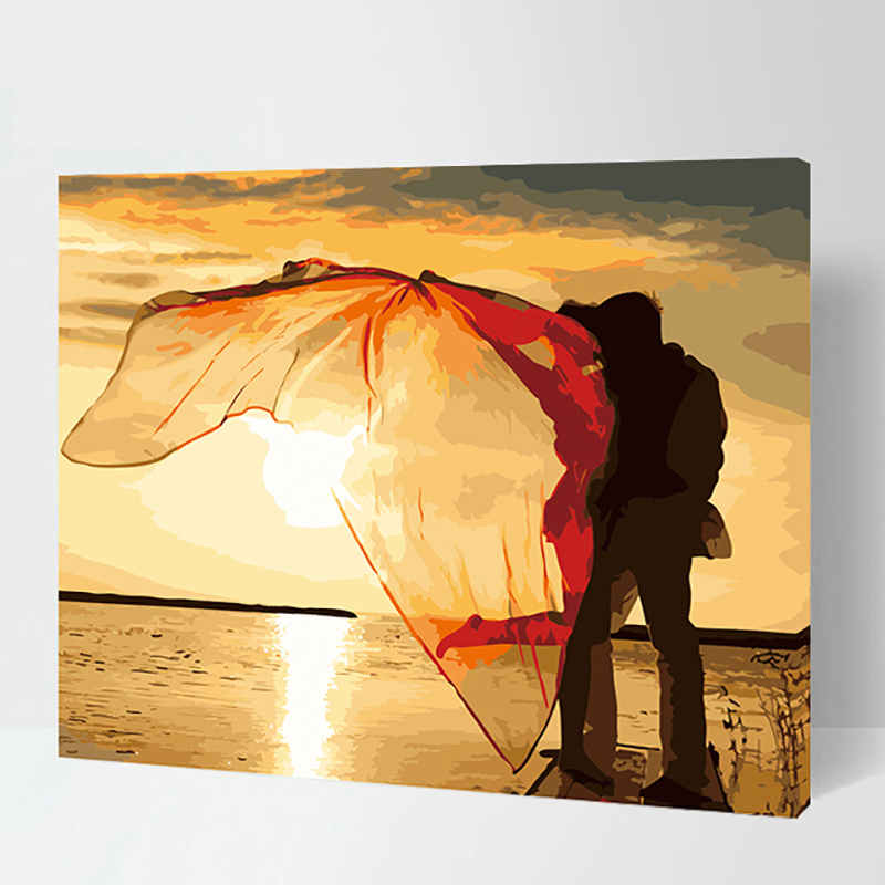 Painting by Numbers Couple in Love by The Sea Landscape People